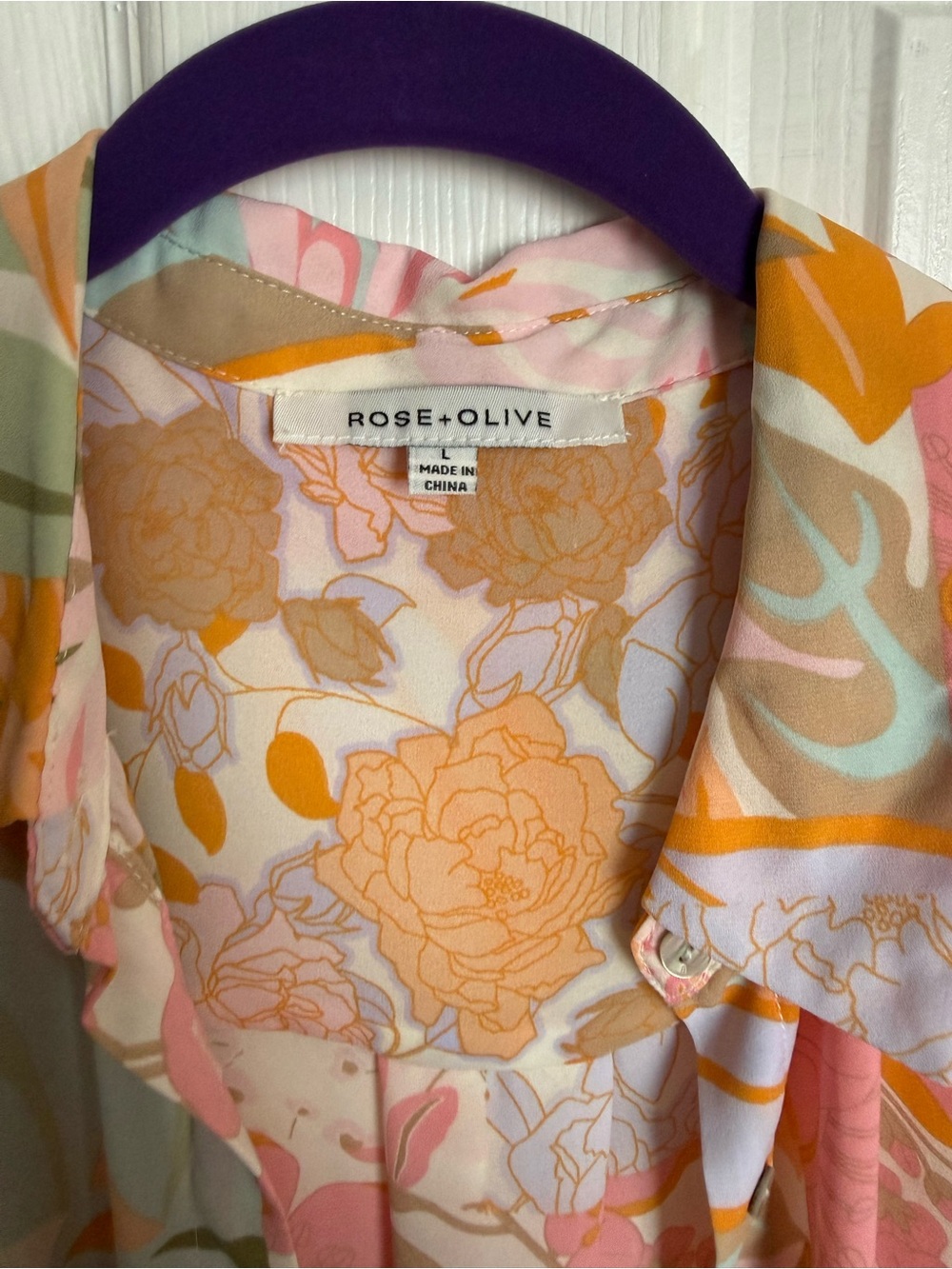 Rose + Olive Peach, Pink and Sage Floral Blouse - Picture 3 of 5